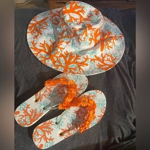 Matching Mudpie brim hat with flip flops